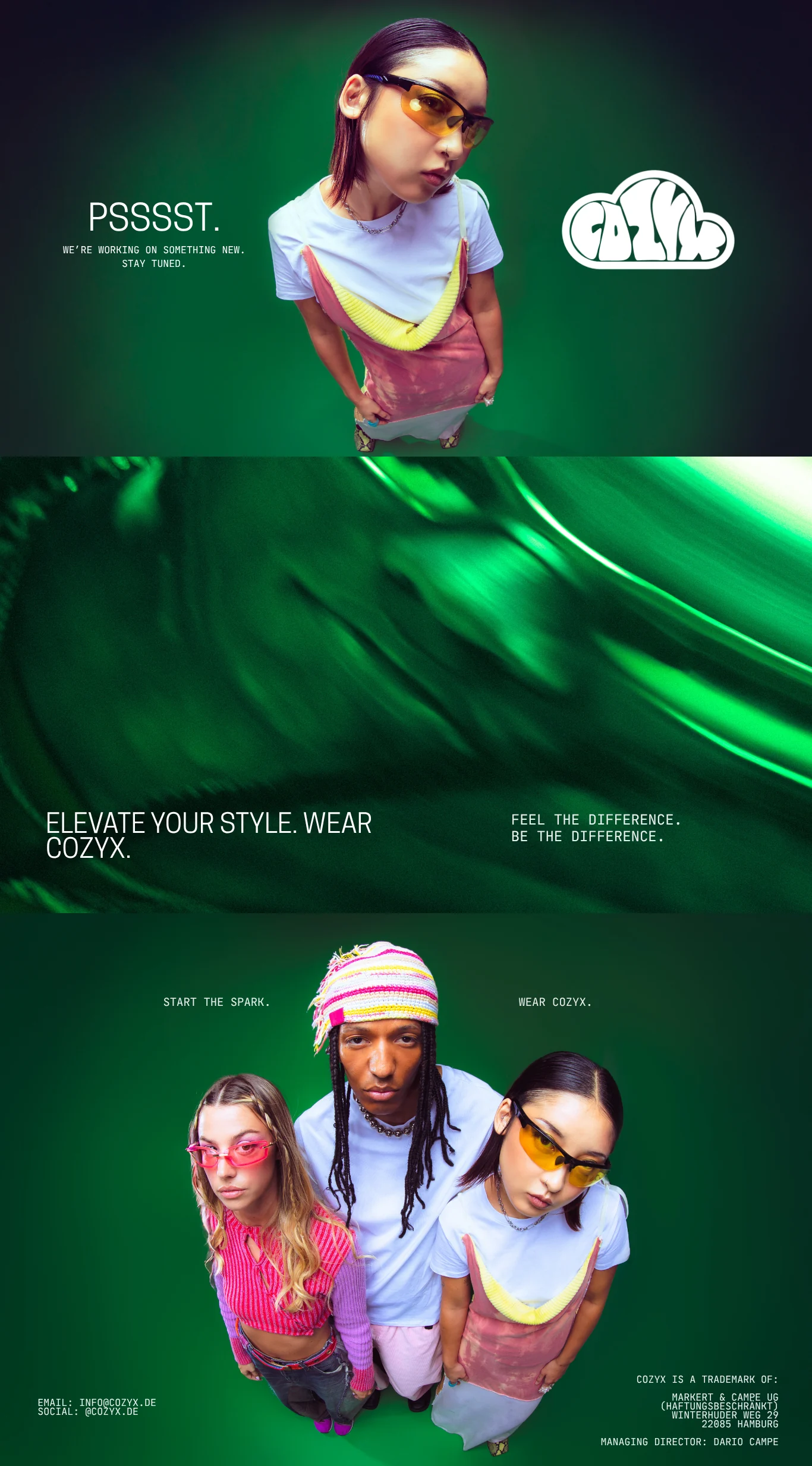 COZYX - Pssst. We're working on something new. Stay tuned. Elevate your style. Wear COZYX. Feel the difference. Be the difference. Start the spark.